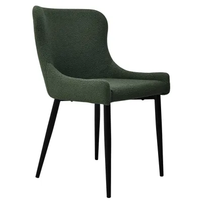 Green Fabric Dining Chair with Black Metal Legs