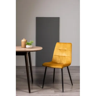 Yellow Velvet Dining Chair Black Legs