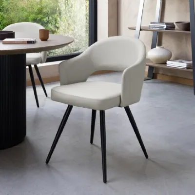 Light Grey Leather Effect Open Back Dining Chair