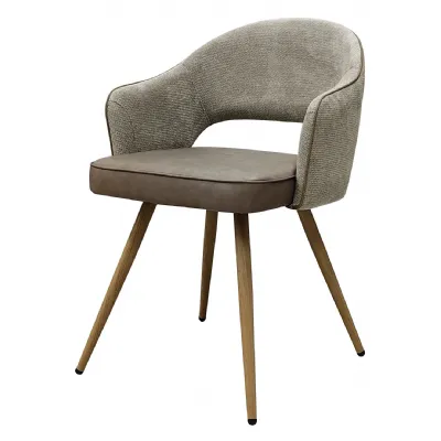 Beige and Stone Two Tone Dining Chair Oak Effect Legs