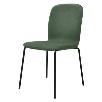 Green Fabric Stackable Dining Chair Black Metal Legs
