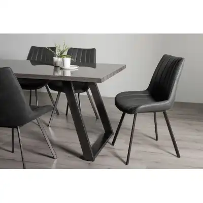 Rectangular 6ft Grey Painted Dining Table Glass Top