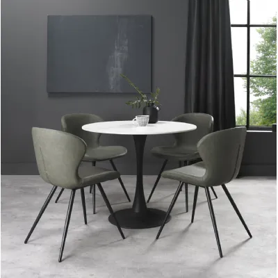 Matte White Sintered Stone Top Round Dining Table