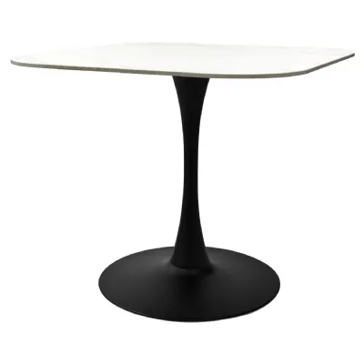 White Marble Effect 90cm Square Bistro Dining Table