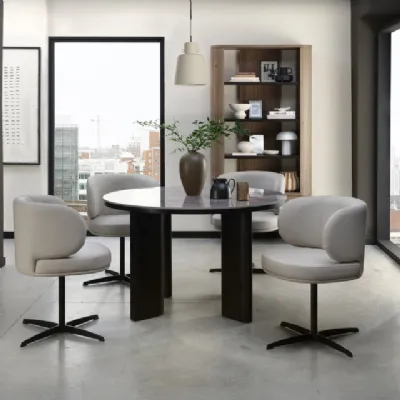 Gloss Grey Marble Effect Round Dining Table 125cm Diameter