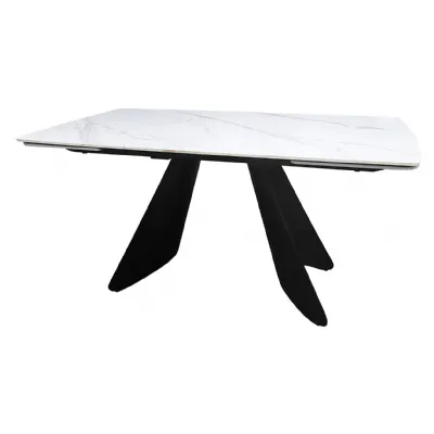 White Gloss Marble Effect Large Extending Dining Table