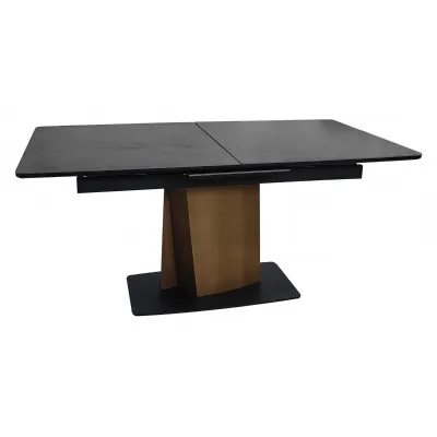 Matt Grey Marble Effect Large Pop Up Extending Dining Table