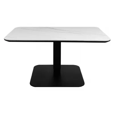 Matt White Marble Effect Lift Top Coffee Table Metal Base