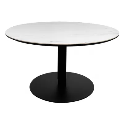 Matt White Stone Top Gas Lift Round Coffee Bristo Table