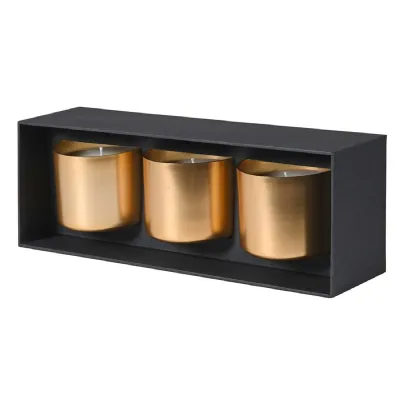 Set of 3 White Sandalwood Gold Candles