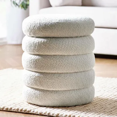 Hailey Ivory Boucle Upholstered 40cm Storage Stool