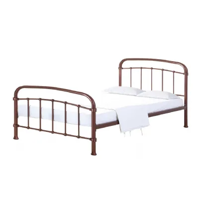 Industrial Copper Painted Metal 4ft6 Double Bed Frame with Curved Rails