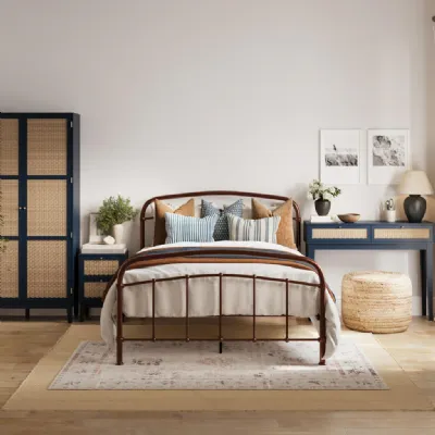 Copper Metal 5ft King Size Bed Frame with Curved Headboard