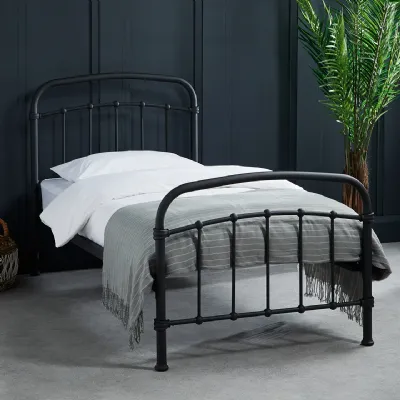 Black Metal 3ft Single Bed Frame with Curved Headboard