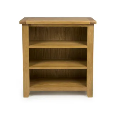 Light Natural Solid Oak Small Low Open Bookcase