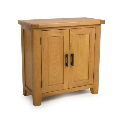 Solid Oak 2 Door Cupboard with Metal Handles
