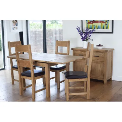 Oak Wooden Draw Leaf 90cm Square Extending Dining Table