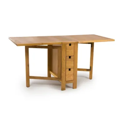 Oak Gateleg Extending Dining Table with 6 Storage Drawers