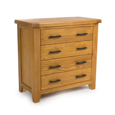 Oak and Metal 4 Drawer Chest