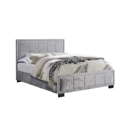 120cm Hannover Fabric Bed Steel Crushed Velvet