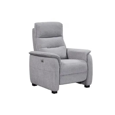 Pewter Fabric Electric Power Recliner Chair