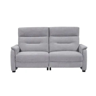 Light Grey Fabric Power Recliner 3 Seater Sofa
