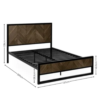 Harrison Black Wood Herringbone King Bed