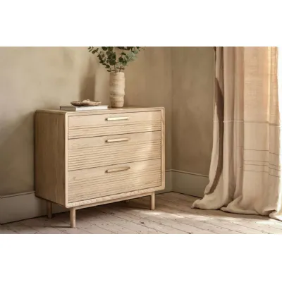 Scandinavian Oak Chest of 3 Drawers with Grooved Detailing