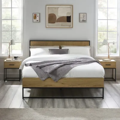 Harlow Oak Black 135cm Double Bed Frame