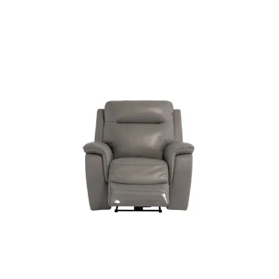 Grey Leather Electric Power Recliner Armchair