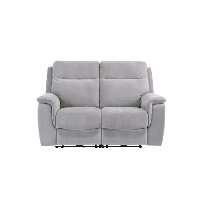 Grey Herringbone Fabric Electric Recliner 2 Seater Sofa