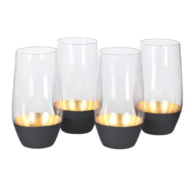 Set of 4 Black and Gold Base Tumblers