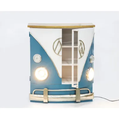 Retro Blue and White VW Camper Van 2 Door Cabinet with Lights