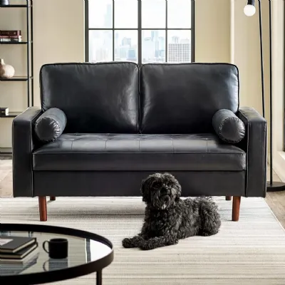 Henley Black Faux Leather 2 Seater Sofa
