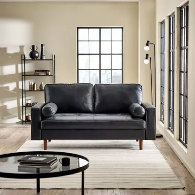Henley Black Faux Leather 3 Seater Sofa