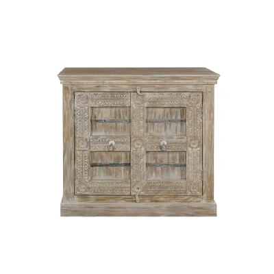 Rustic Distressed Mango Wood 2 Door Hall Cabinet