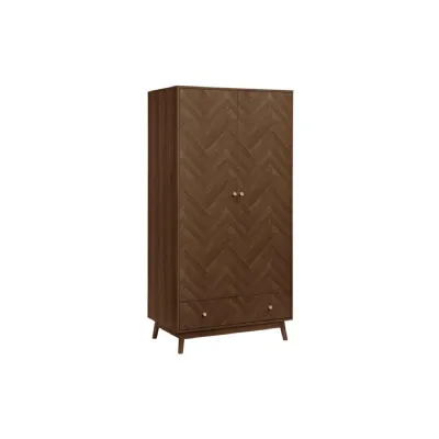 Herringford 2 Door 1 Drawer Wardrobe Walnut