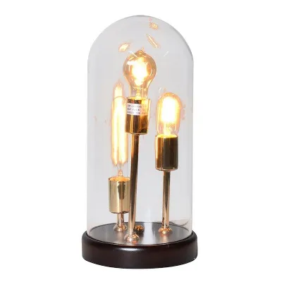 Vintage Style Eclectic Edison Style Glass Dome Table Lamp With 3 Bulbs