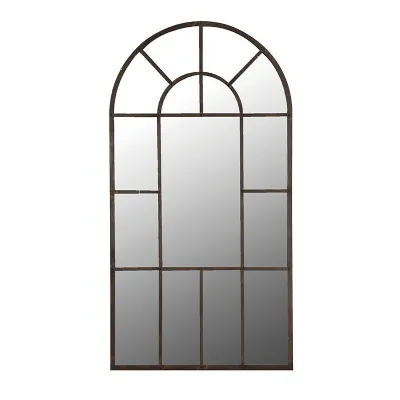 Extra Large Multi Windowpane Arched Window Wall or Leaning Floor Mirror 207 x 109cm