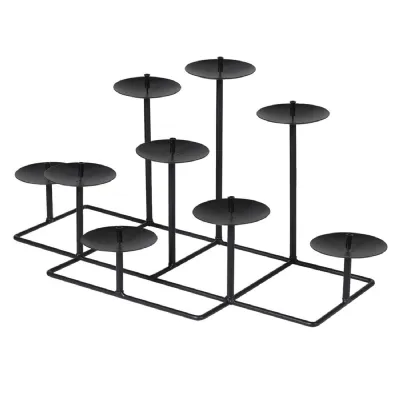 9 Multi Height Black Iron Candle Holders