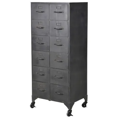 Steam Punk Urban Chic 12 Drawer Chest Iron Metal Storage Cabinet
