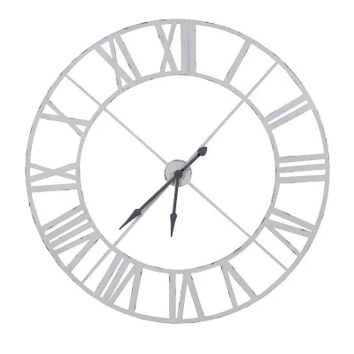 Large White Painted Industrial Round Metal Shabby Chic Wall Clock