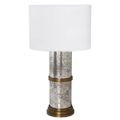 Mercury Glass Table Lamp with Cotton Shade