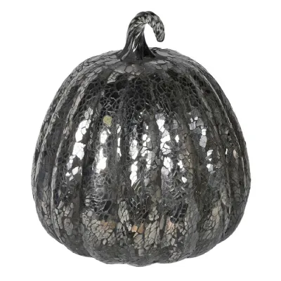Small Silver Crackle Pumpkin