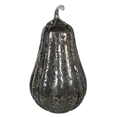 Tall Silver Crackle Pumpkin