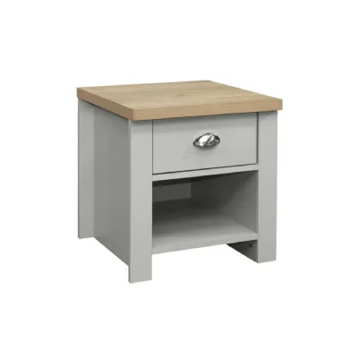Highgate 1 Drawer Lamp Table Grey & Oak Effect