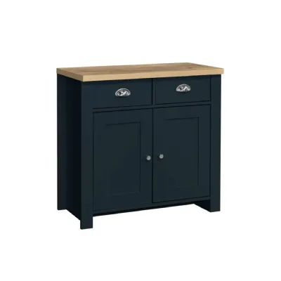 Highgate 2 Door 2 Drawer Sideboard Navy Blue & Oak Effect