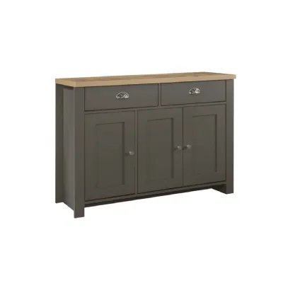 Highgate 3 Door 2 Drawer Sideboard Dark Grey & Oak Effect