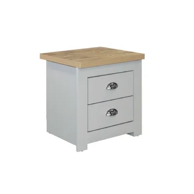 Highgate 2 Drawer Bedside Grey & Oak Effect