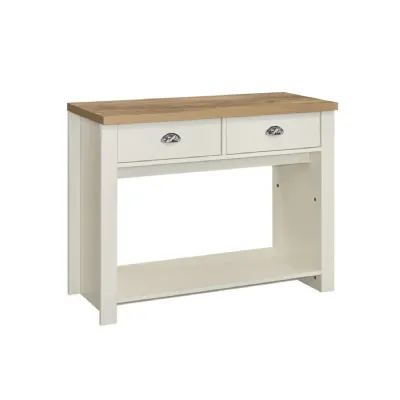 Highgate 2 Drawer Console Table Cream & Oak Effect
